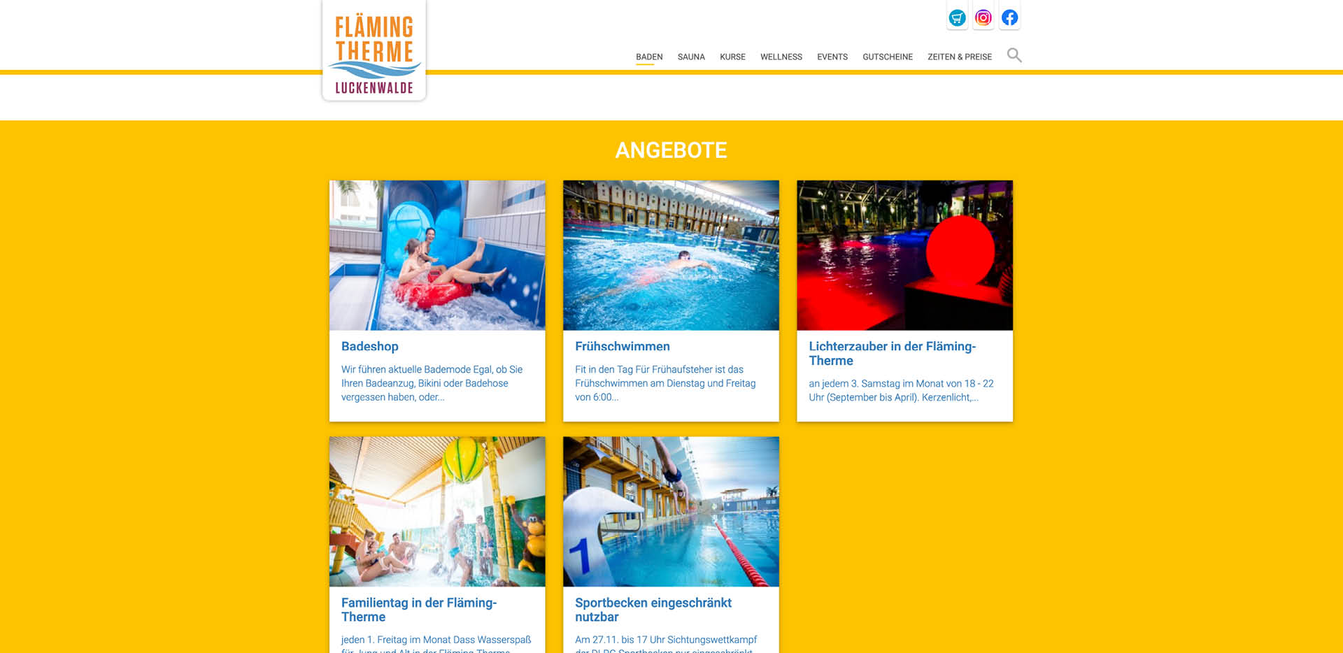 Aquapark-Webdesign, Fläming Therme